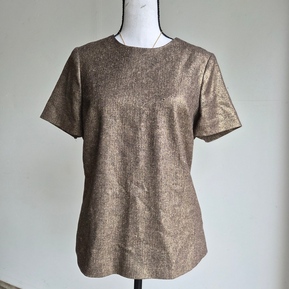 Boden Metallic Gold Shimmer Top Women Size 4 Party Glam Disco Holiday Festive
